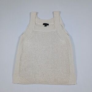 J Crew Cream Ivory Cotton Blend Heavy Sweater Tank Cottage Preppy Classic Small